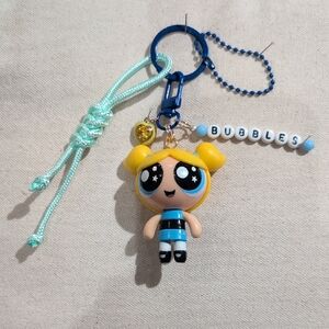 Handmade Upcycled Powerpuff girls "Bubbles Keychain & Bag charm